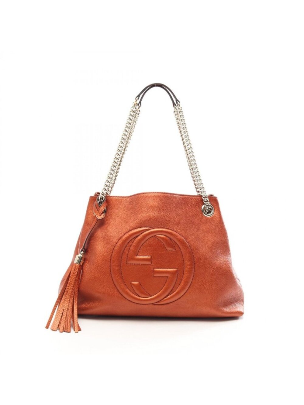 Gucci Shoulder Bag Soho Interlocking G Orange Leather Chain
